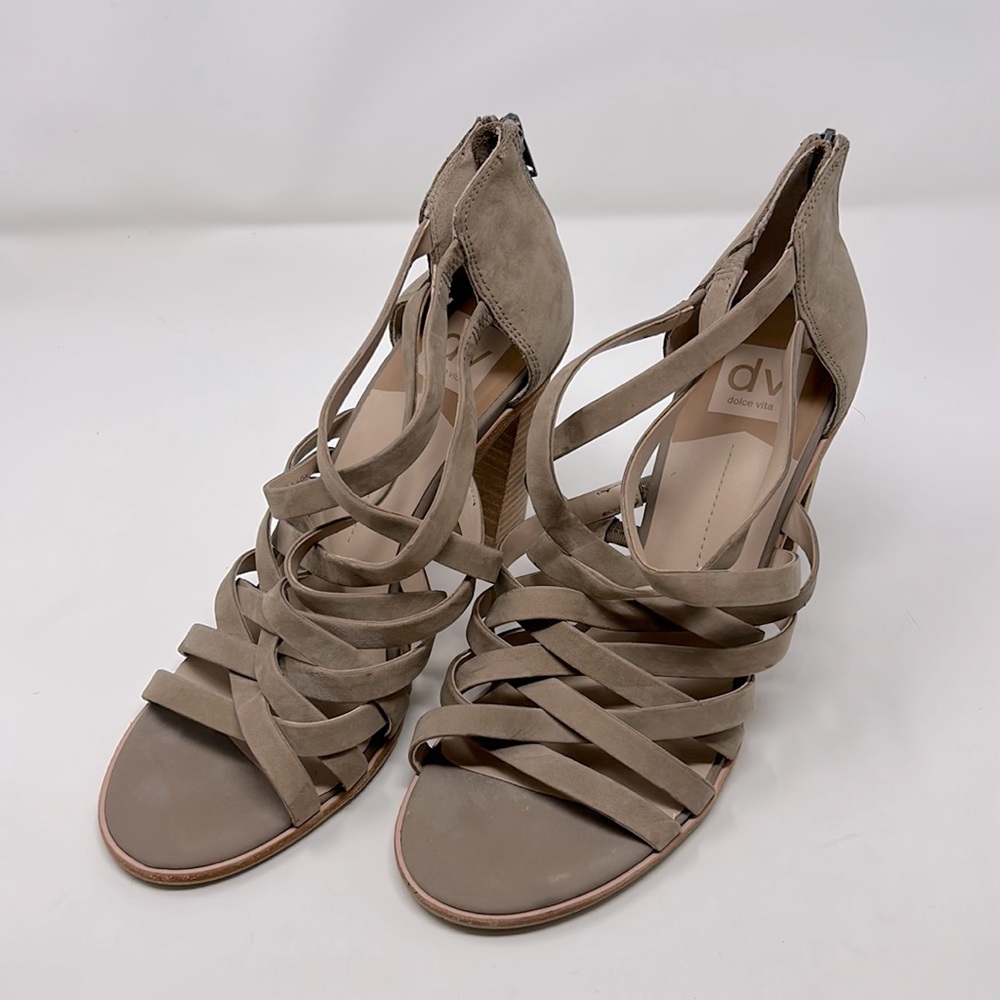 Dolce Vita Dark Beige Strappy Heeled Sandals Size 9.5 Excellent Condition
